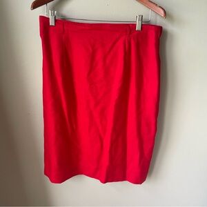 Vintage‎ Talbots Linen Blend Skirt Womens Size 16 Red Christmas- Holiday Lined